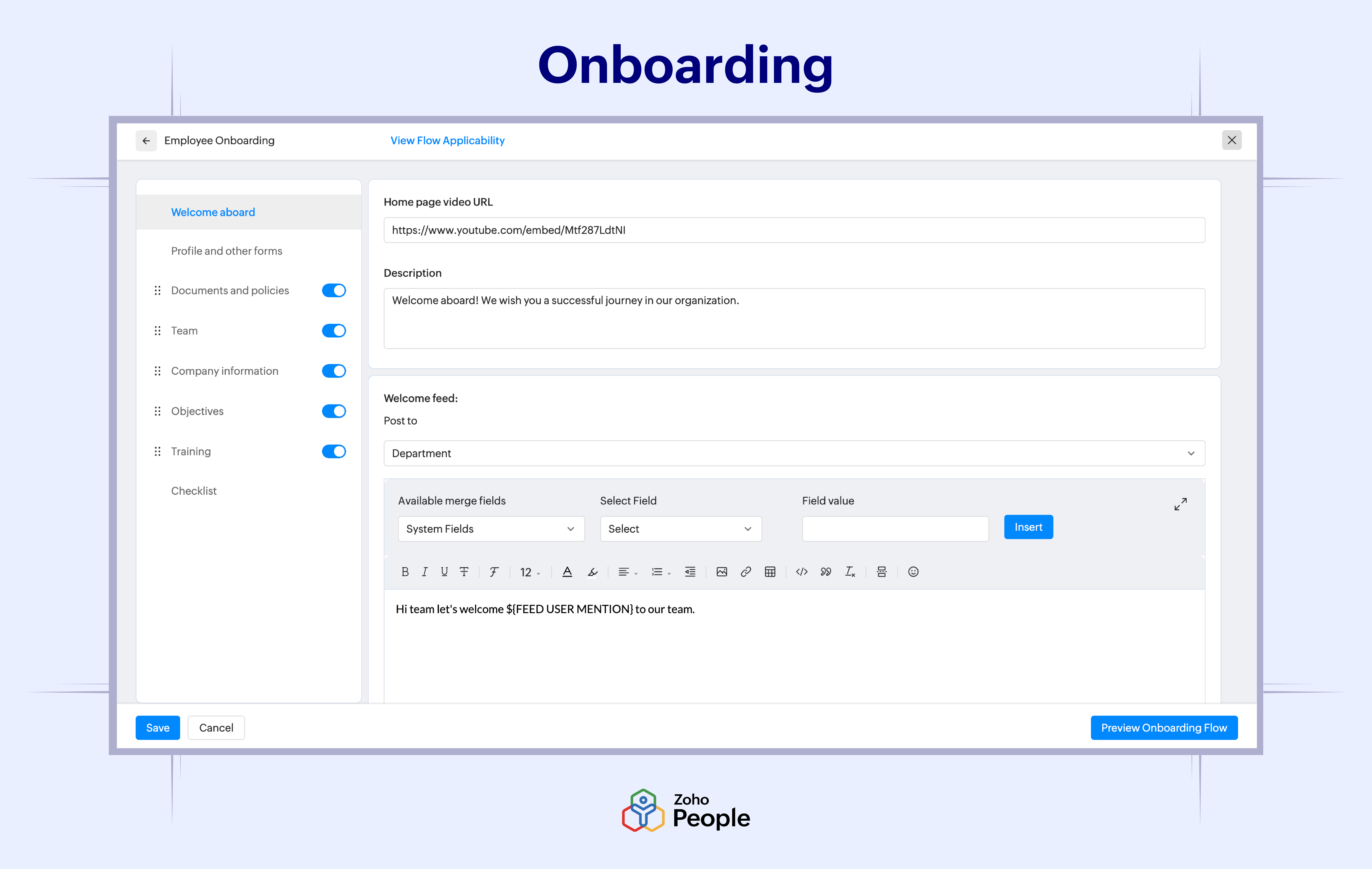 screenshot of Zoho People
